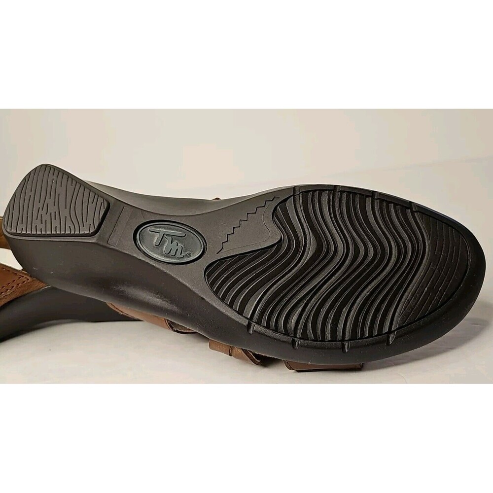 Thom McAn Willa Brown Leather Wedge Sandals Womens Slip On Size 8.5 M 50077 EUC - Picture 10 of 11